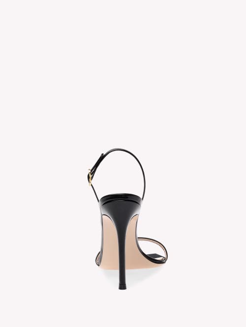 Gianvito Rossi Black Patent Ribbon Stiletto 105 Heeled Sandals