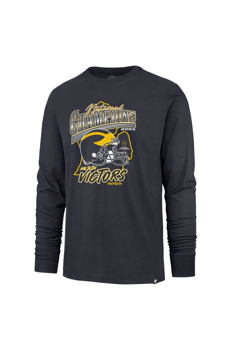 '47 Men's '47 Navy Michigan Wolverines College Football Playoff 2023 National Champions State Outline Franklin Long Sleeve T-Shirt, Alternate, color,