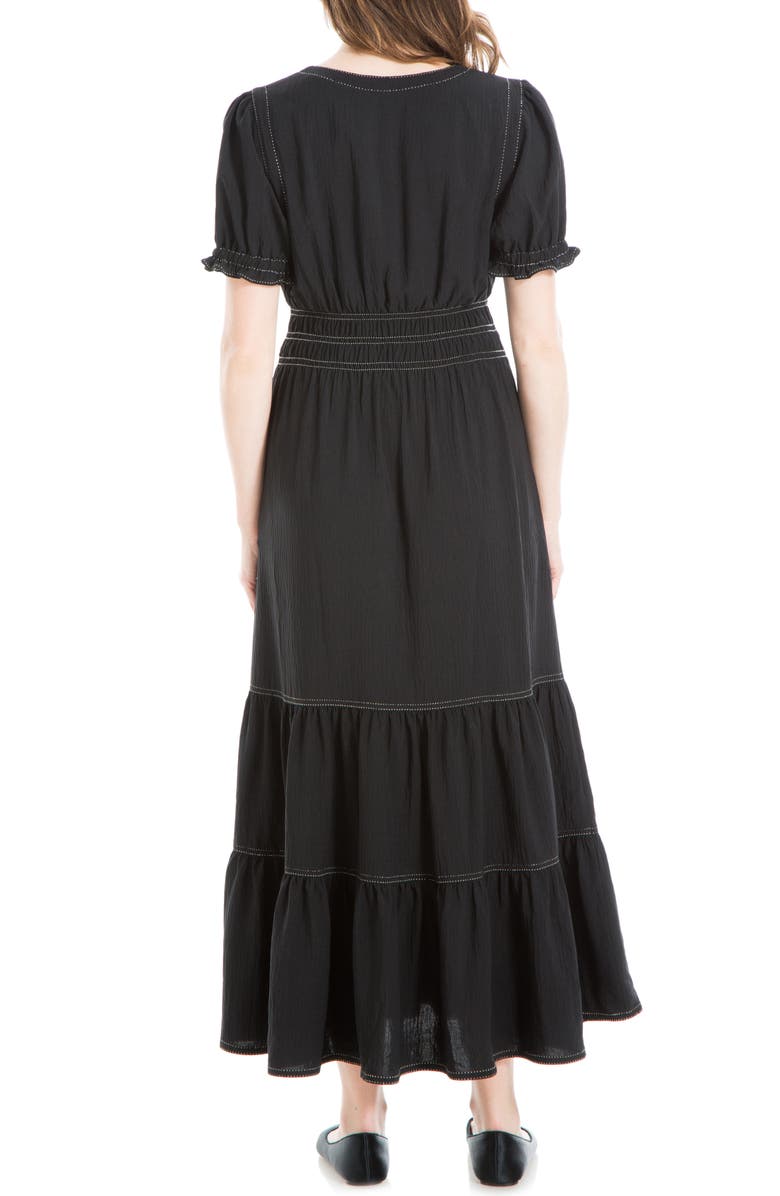 MAX STUDIO Tiered Crepe Maxi Dress, Alternate, color, Black-Black