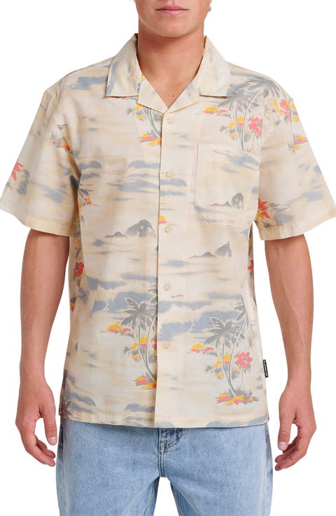Tropical Surf Cotton & Linen Camp Shirt