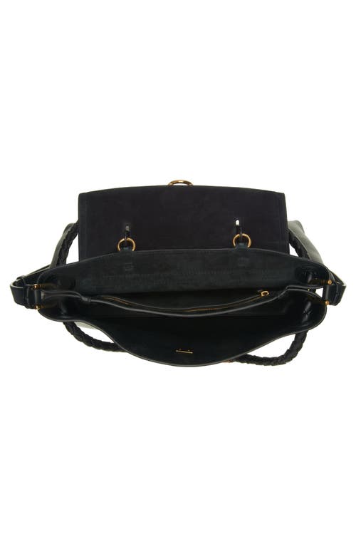 Bottega Veneta Ciao Ciao Knot Detail Leather Top Handle Bag In 1019 Black-m Brass