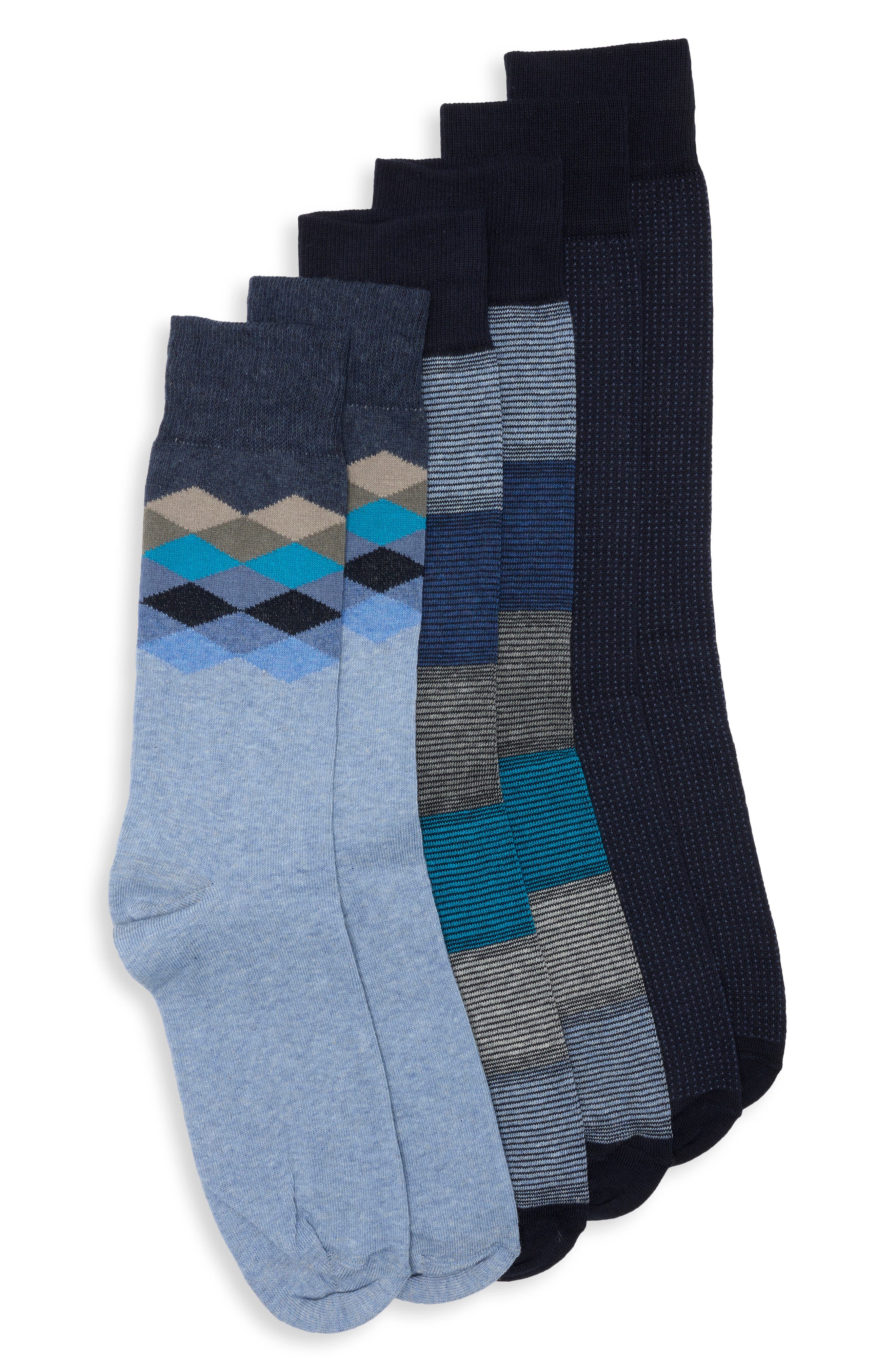 3-Pack Diamond Stripe Dress Socks