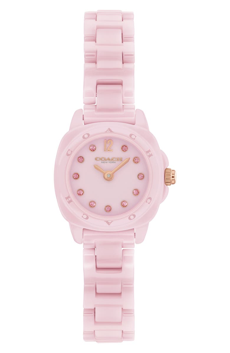 COACH Kitt Pink Ceramic Bracelet Watch, 21mm, Main, color, 