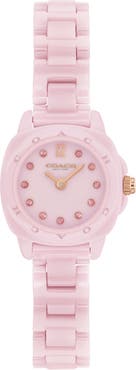 COACH Kitt Pink Ceramic Bracelet Watch, 21mm