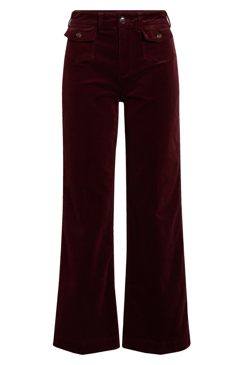 Leenah Patch Pocket Ankle Wide Leg Corduroy Pants, Alternate, color, DARK OXBLOOD