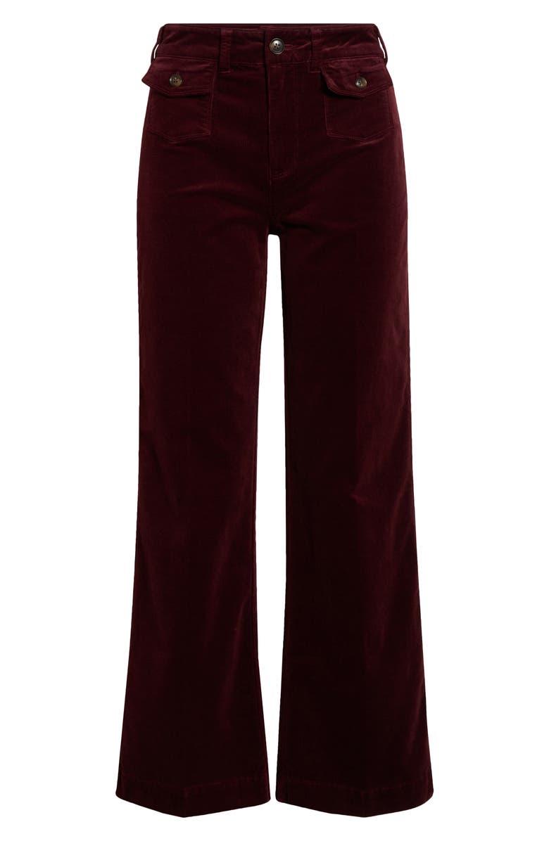PAIGE Leenah Patch Pocket Ankle Wide Leg Corduroy Pants, Alternate, color, Dark Oxblood