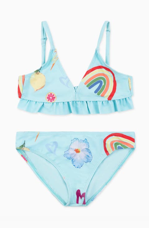 Printed Ruffle Bikini Set