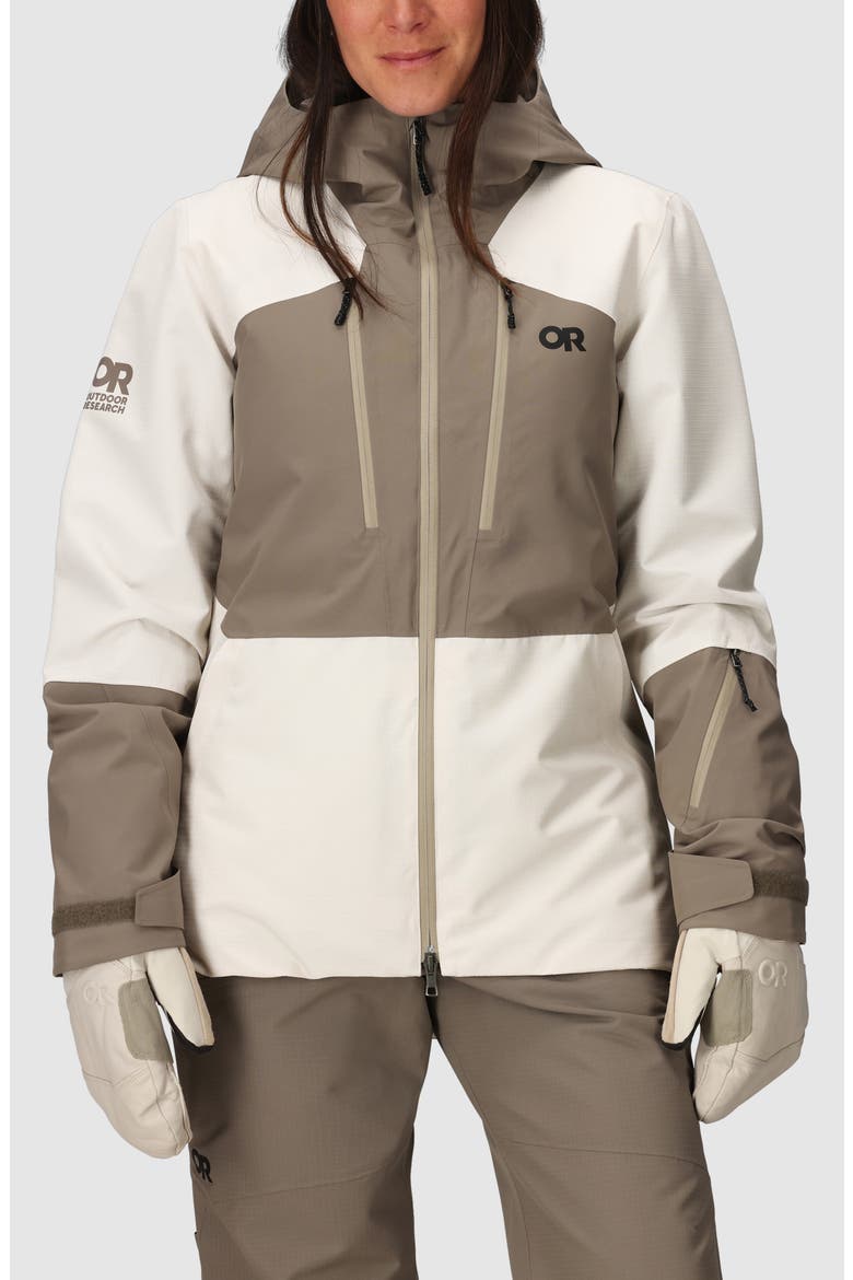 Powderverse Waterproof Ski Jacket, Main, color, OYSTER/ SABLE