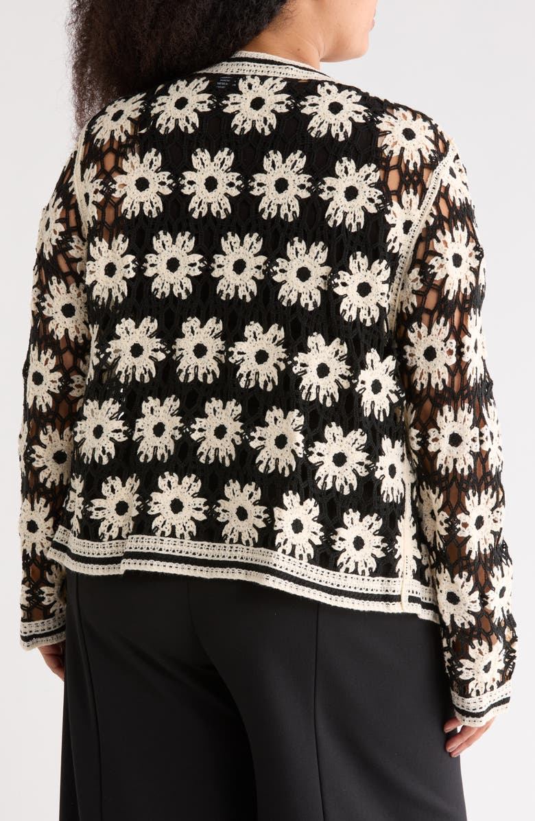 Forgotten Grace Floral Open Knit Cardigan, Alternate, color, Black/ Natural