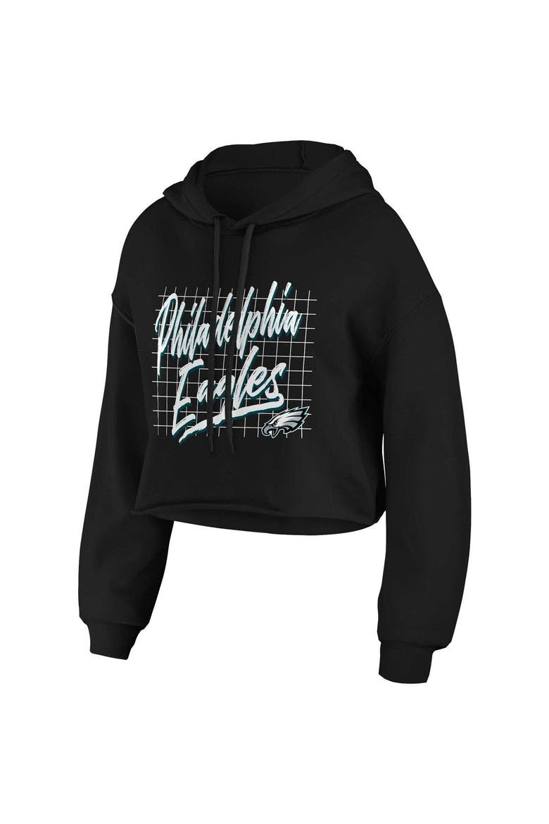 Women's WEAR by Erin Andrews Black Philadelphia Eagles Domestic Cropped Pullover Hoodie, Alternate, color, Black