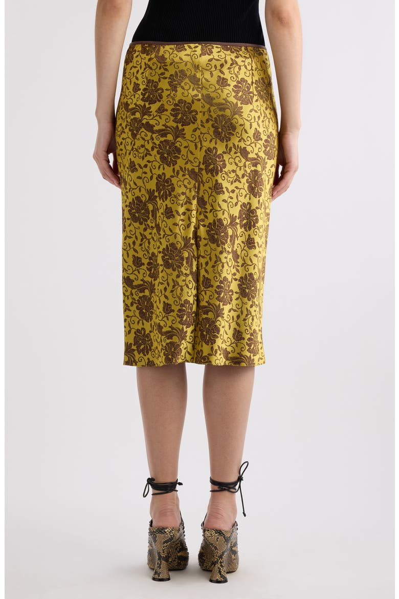 Sati Floral Satin Midi Skirt, Alternate, color, OCRA