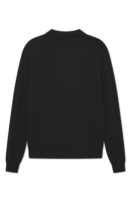 Les Deux Greyson Long Sleeve Wool Polo Sweater In Black