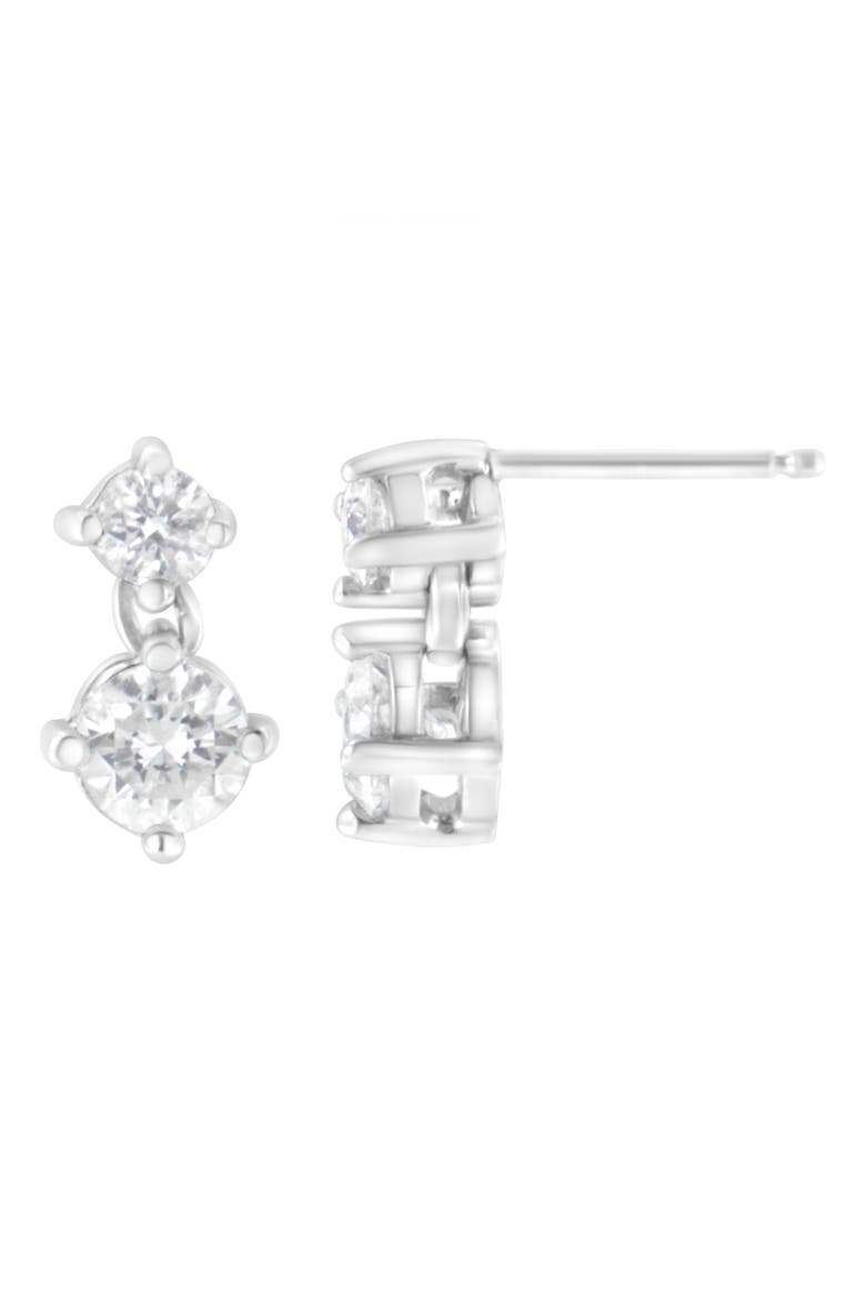 14K White Gold 1 cttw Double Diamond Stud Earrings, Alternate, color, White