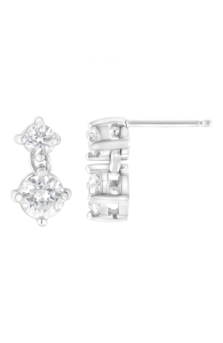 Haus of Brilliance 14K White Gold 1 cttw Double Diamond Stud Earrings, Alternate, color, White