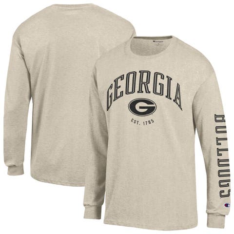 Men's Champion  Heather Oatmeal Georgia Bulldogs Neutral Arch Long-Sleeve T-Shirt