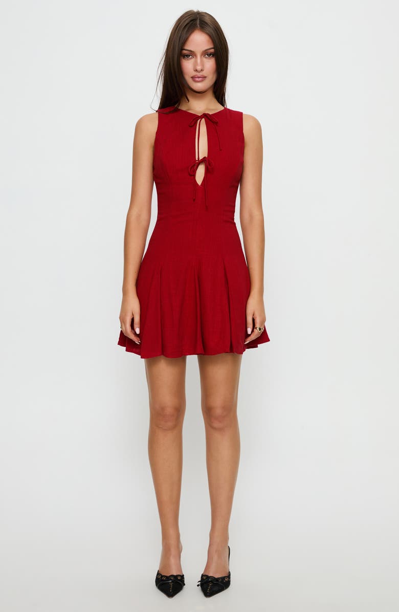Princess Polly Aeryn Tie Front Minidress, Alternate, color, Red