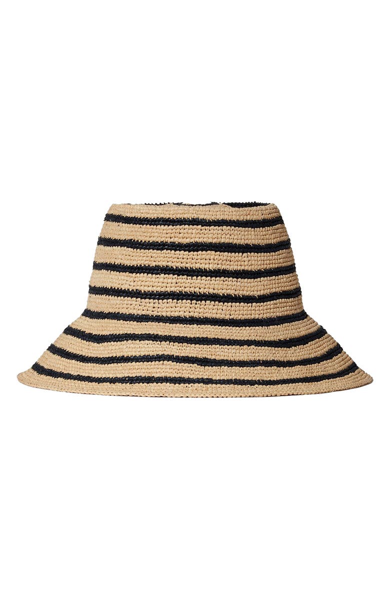 Janessa Leoné Harbor Straw Bucket Hat, Alternate, color, Navy/ Natural