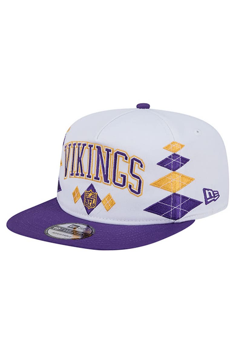Men's New Era  White Minnesota Vikings Argyle 19TWENTY Adjustable Hat, Alternate, color, White