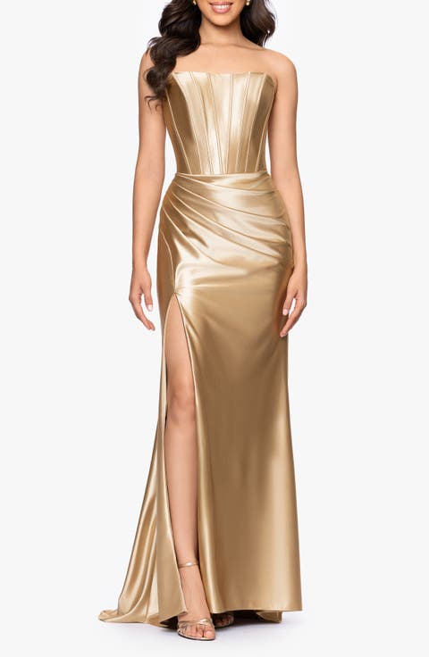 Metallic Strapless Mermaid Gown