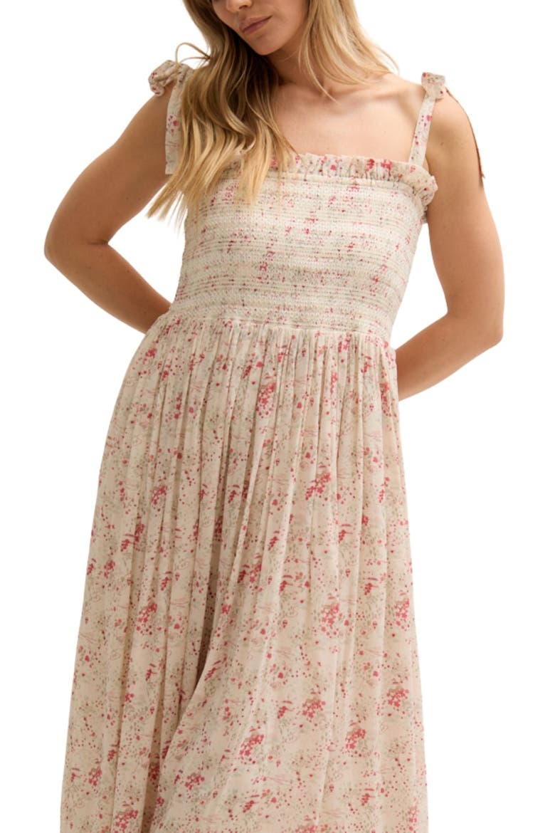 Annie Smocked Print Maxi Dress, Alternate, color, Pink