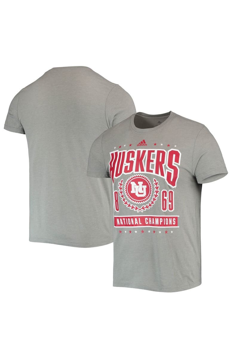 adidas Men's adidas Heathered Gray Nebraska Huskers Reminisce Tri-Blend T-Shirt, Main, color, Heather Gray