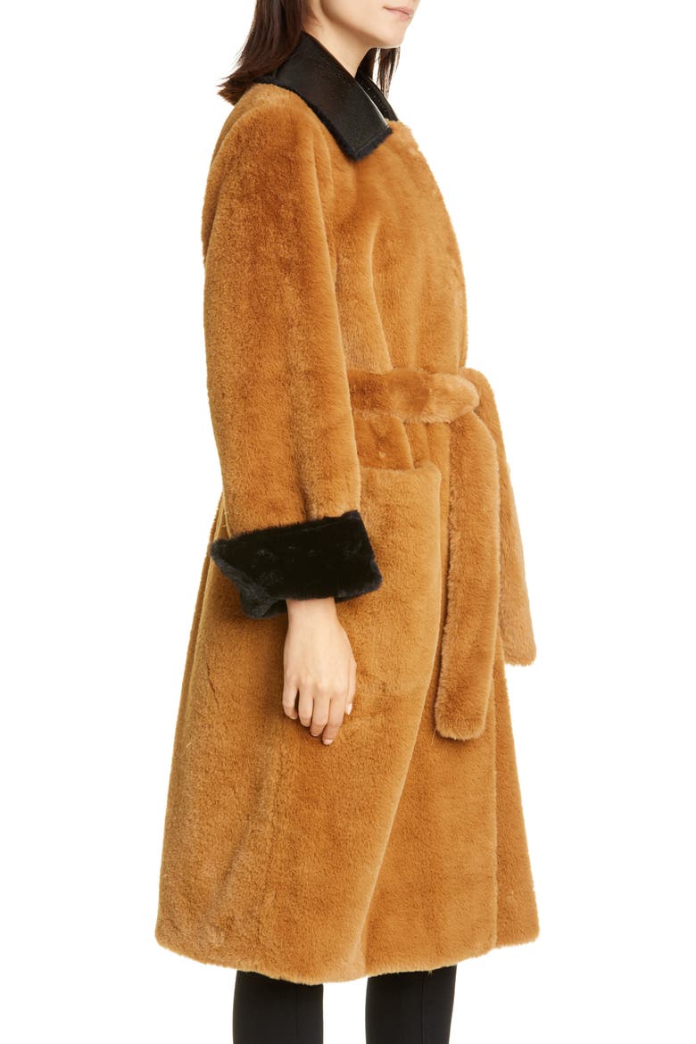 Pamella Velvety Faux Fur Coat, Alternate, color, LIGHTBROWN