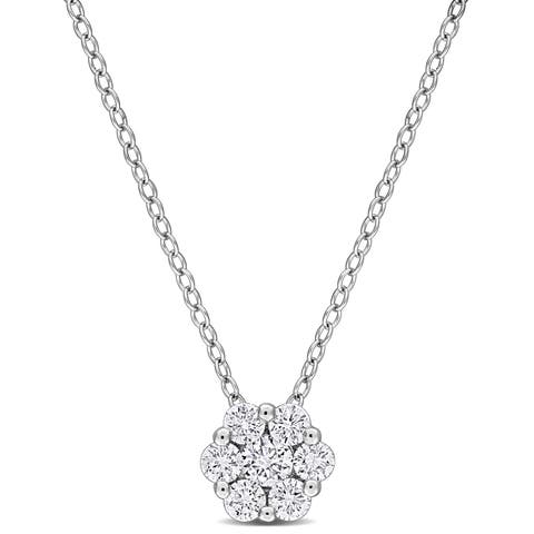 Lab-Grown Diamond Floral Cluster Pendant Necklace