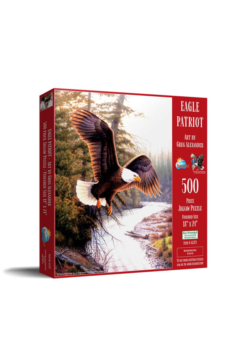 Sunsout Eagle Patriot 500 piece Jigsaw Puzzle for Adults, Main, color, Multicolor