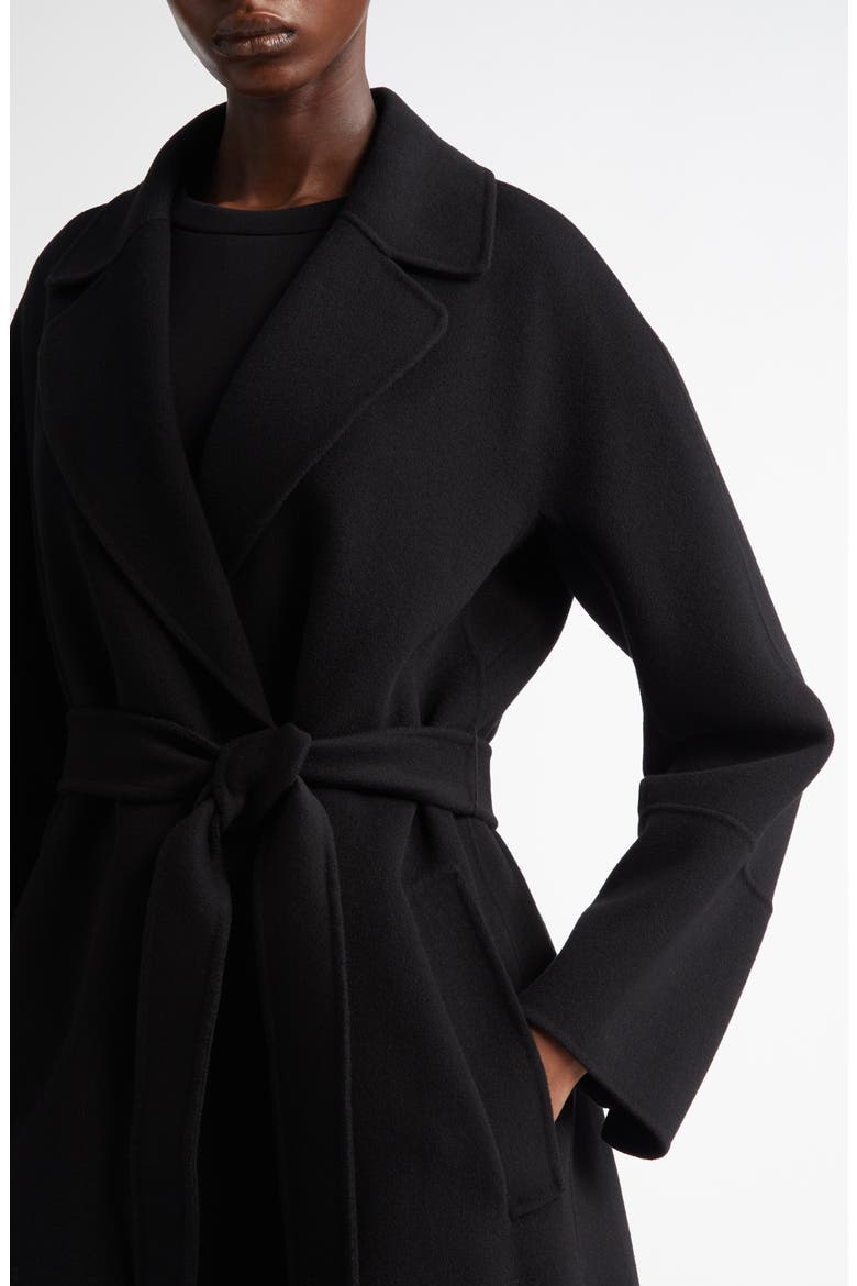 Elisa Virgin Wool Belted Coat, Alternate, color, BLACK