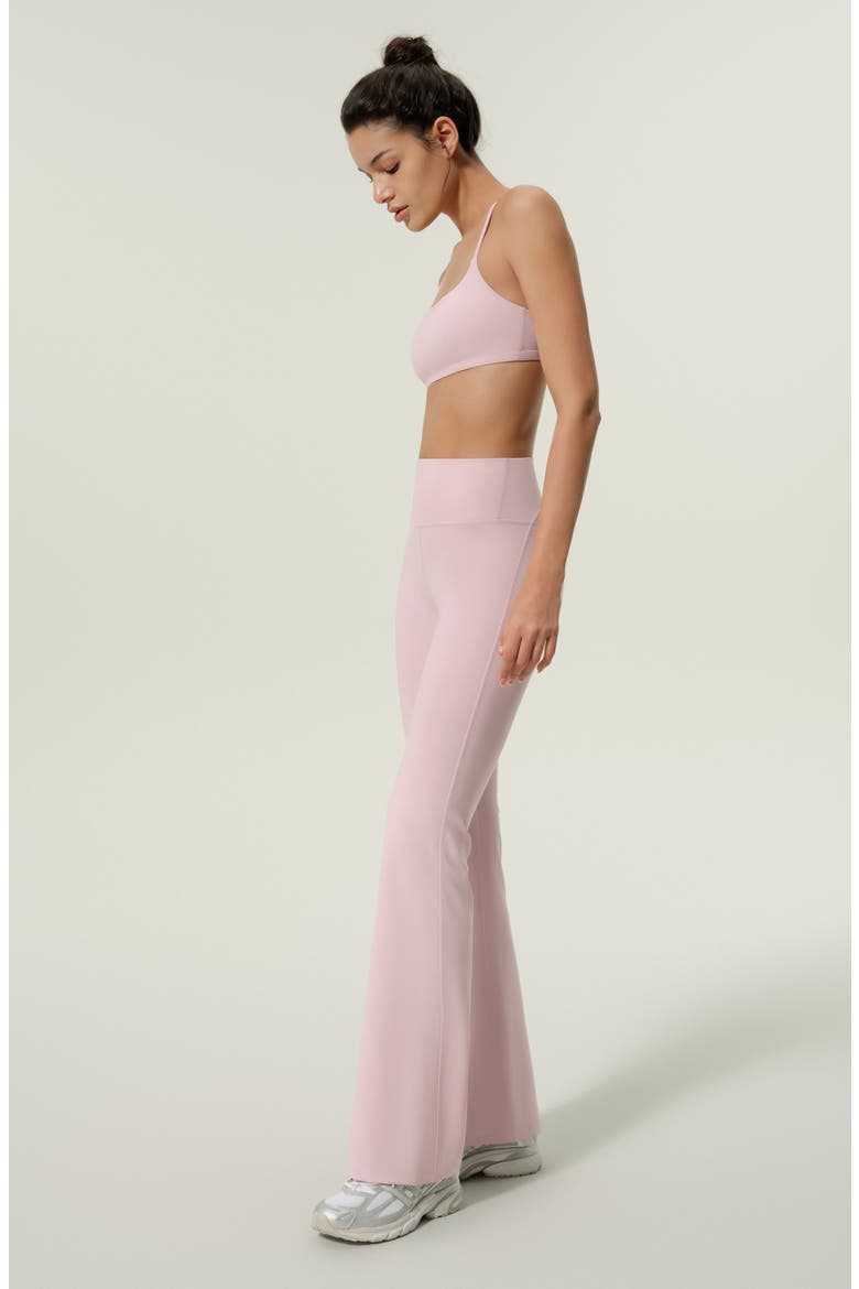 Women's Silk Contour High Rise Flared Drape Flow Leggings, Alternate, color, Pink Haze