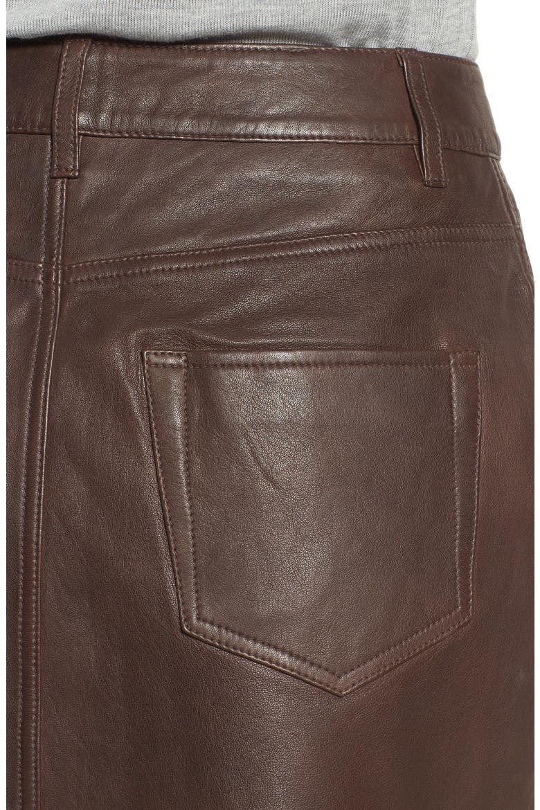 x Something Navy Leather Miniskirt, Alternate, color, BROWN COFFEE