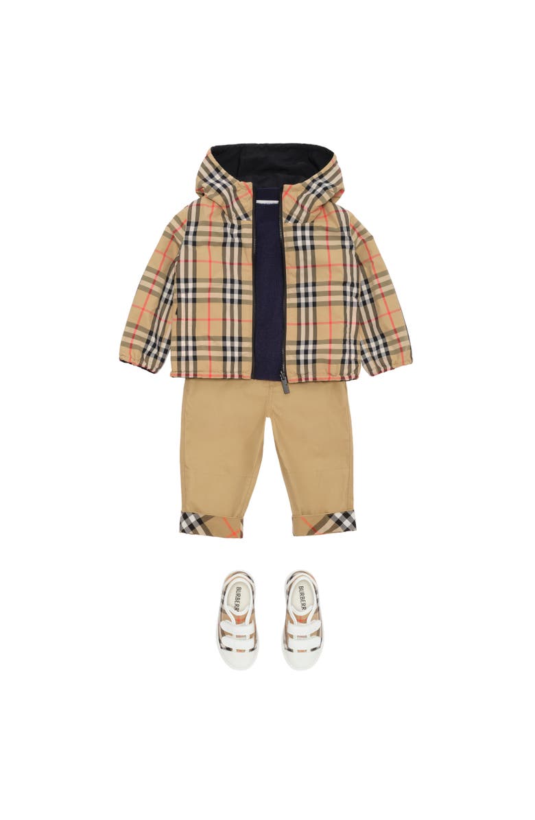 Burberry Check Turn-up Cotton Trousers, Alternate, color, Sand Beige