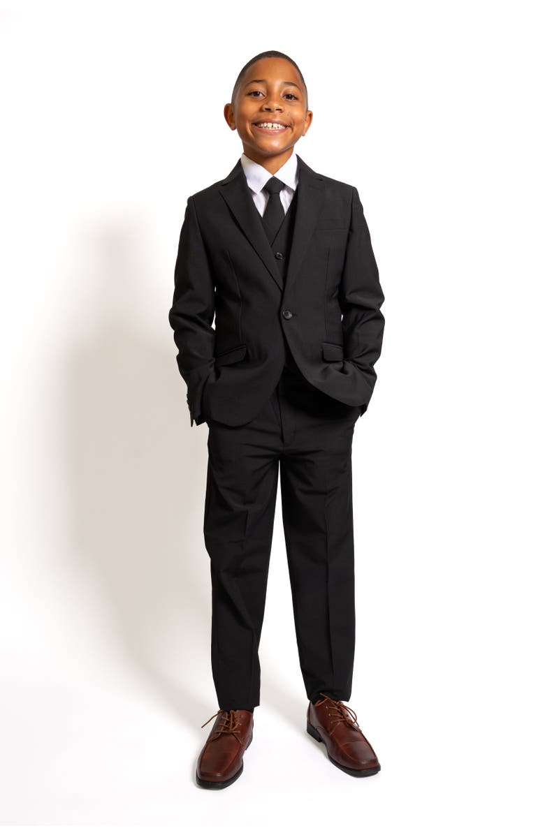Peanut Butter Collection Kids' Luxor 5-Piece Slim Fit Suit, Main, color, Kem Black