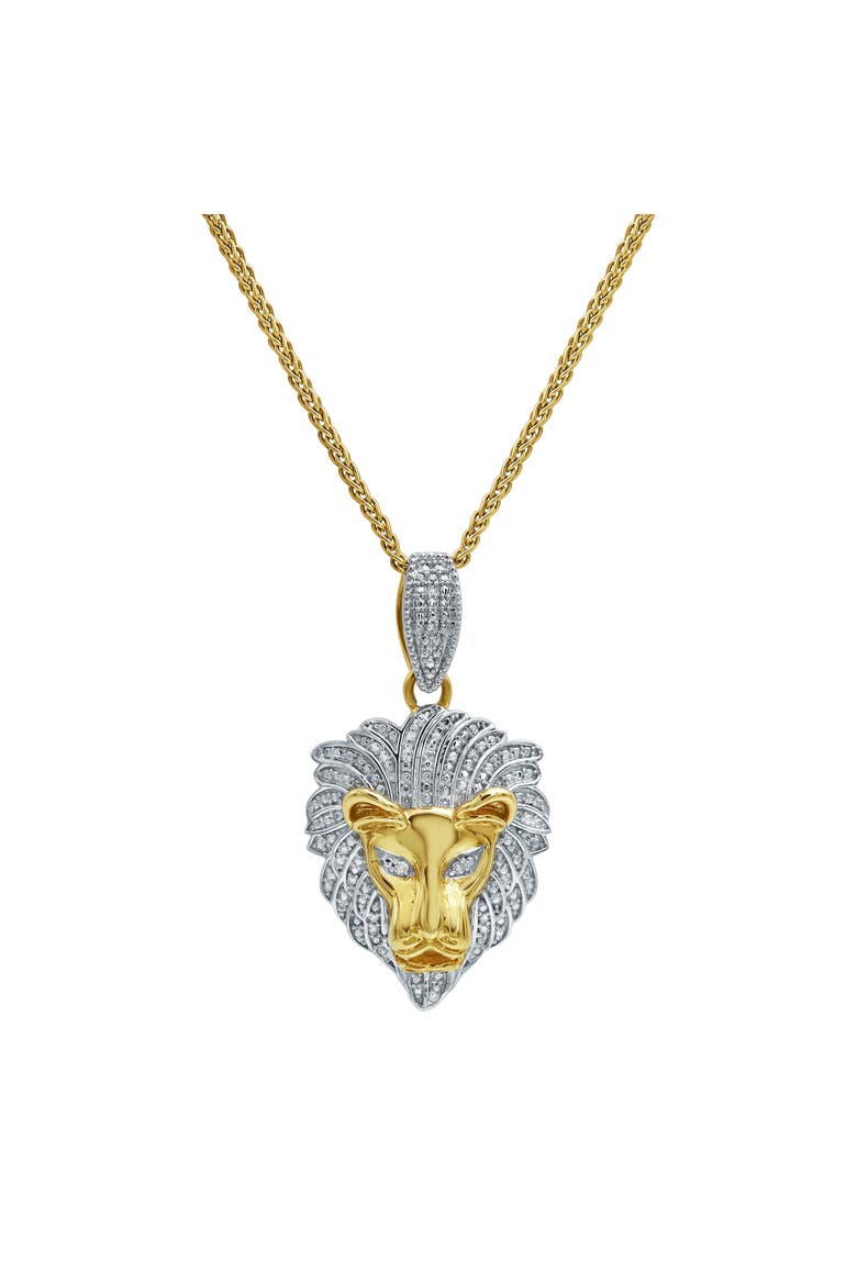 King of the Jungle Lion 14K Gold 0.09 Ct Diamond Pendant, Alternate, color, 14K Yellow Gold
