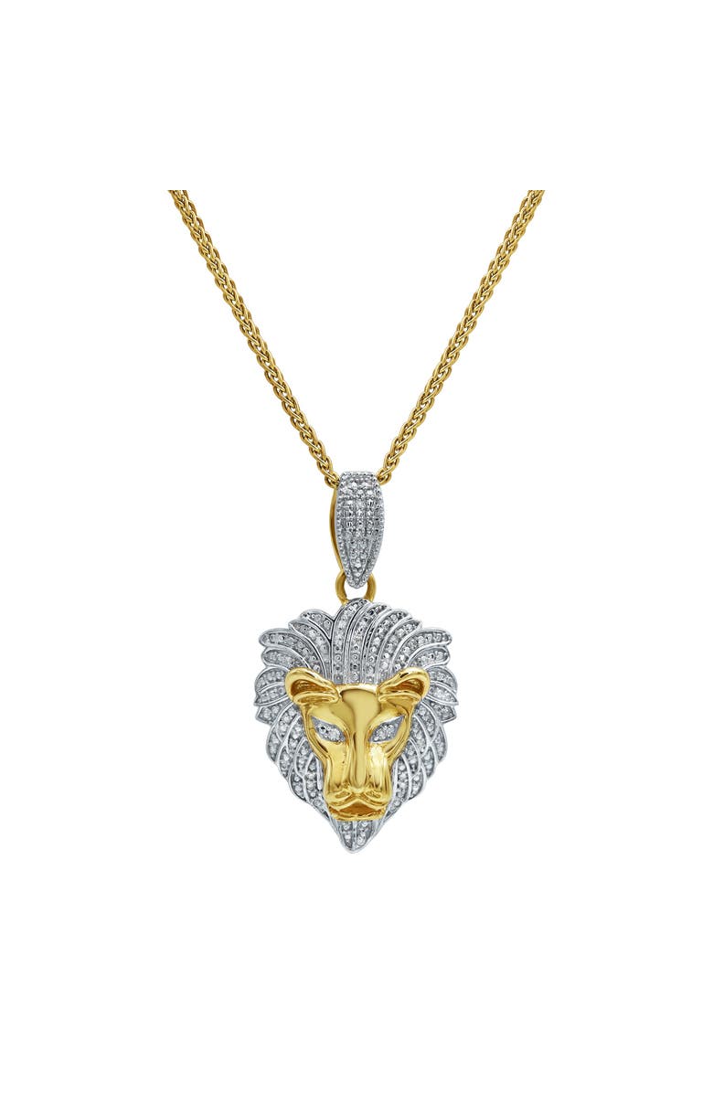 LuvMyJewelry King of the Jungle Lion 14K Gold 0.09 Ct Diamond Pendant, Alternate, color, 14K Yellow Gold