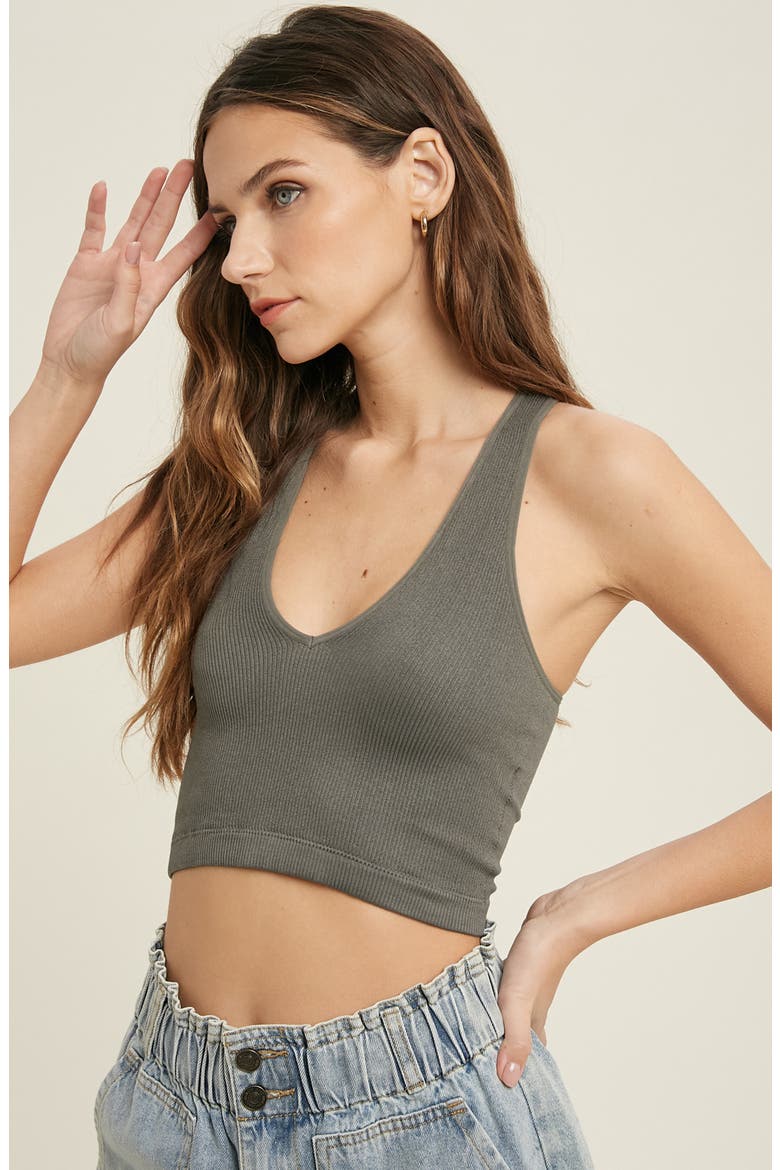 Seamless Racerback Bralette, Alternate, color, GREY