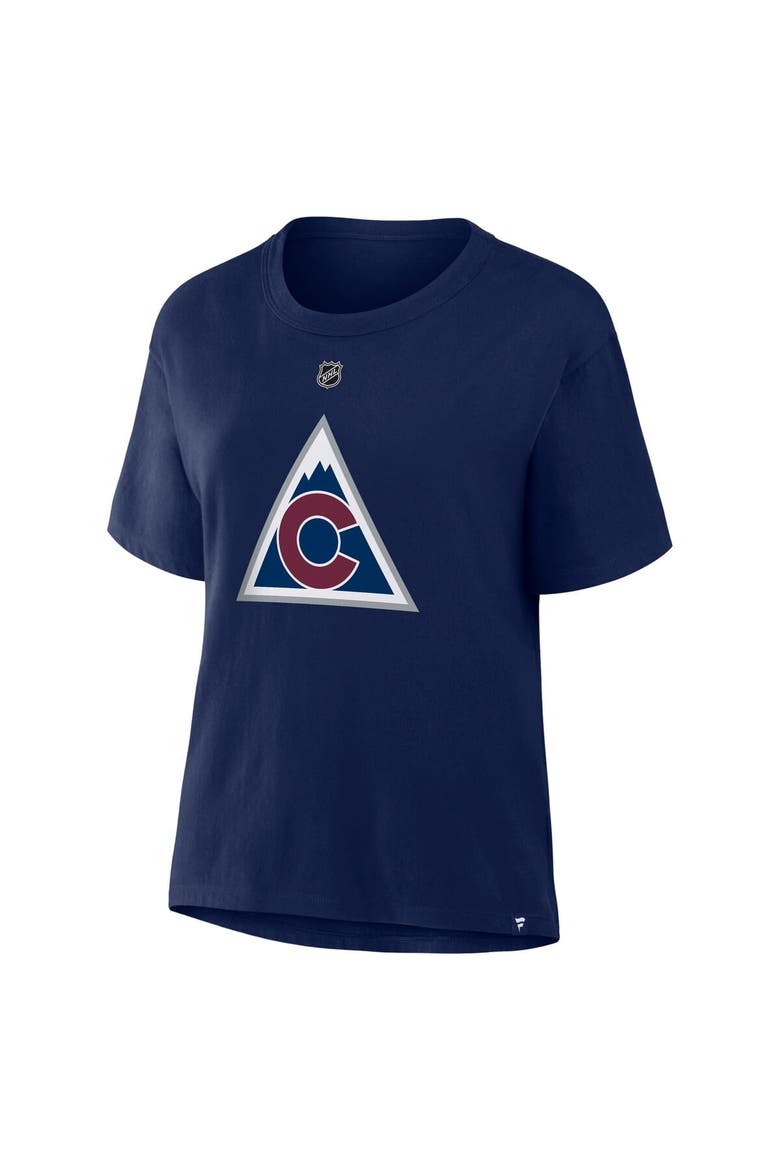 Women's Fanatics Nathan MacKinnon Navy Colorado Avalanche Authentic Stack Name & Number T-Shirt, Alternate, color, Navy