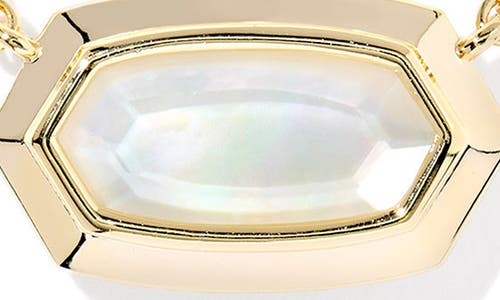 Kendra Scott Imitation Pearl 14k Gold Plated Over Brass Elisa Bezel Short Pendant Necklace In Gold