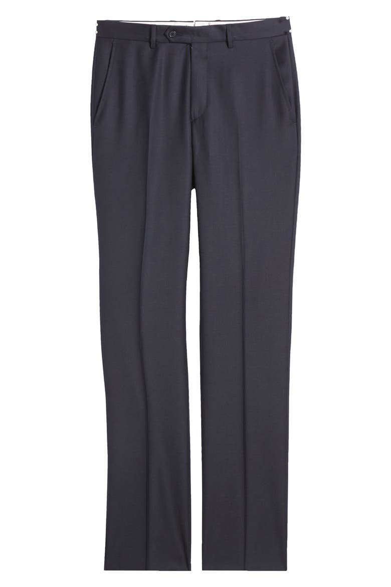 Roma Flat Front Loro Piana Wool Serge Dress Pants, Alternate, color, NAVY
