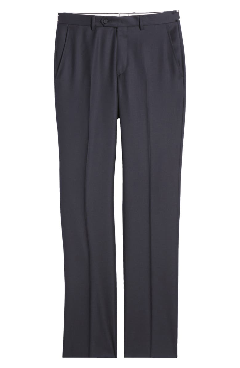 Santorelli Roma Flat Front Loro Piana Wool Serge Dress Pants, Alternate, color, Navy