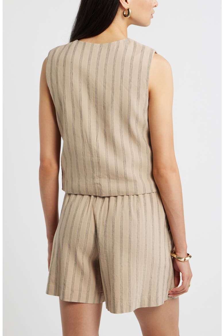Stripe Linen Blend Vest, Alternate, color, TAN- BLACK SONJAY STRIPE