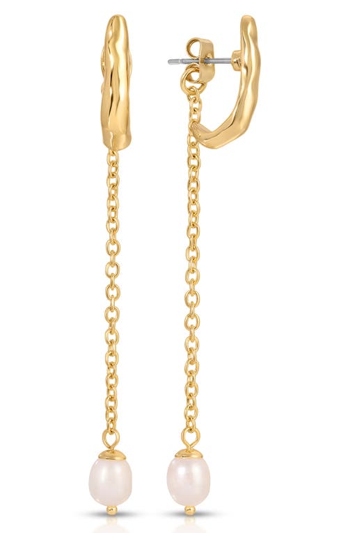 Ettika Lux Cultured Freshwater Pearl Linear Drop Earrings In 18k Gold Plated In Gold