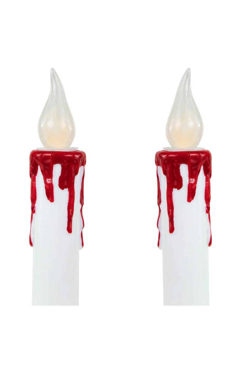 Northlight LED with Timer Dripping Blood Halloween Taper Candles - 9" - Set of 2, Alternate, color, White