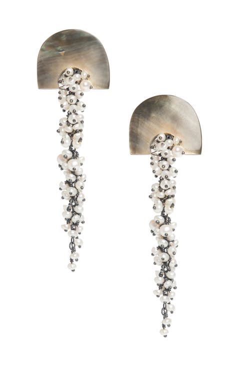 Hakuro Mother of Pearl and Pearl Long Drops