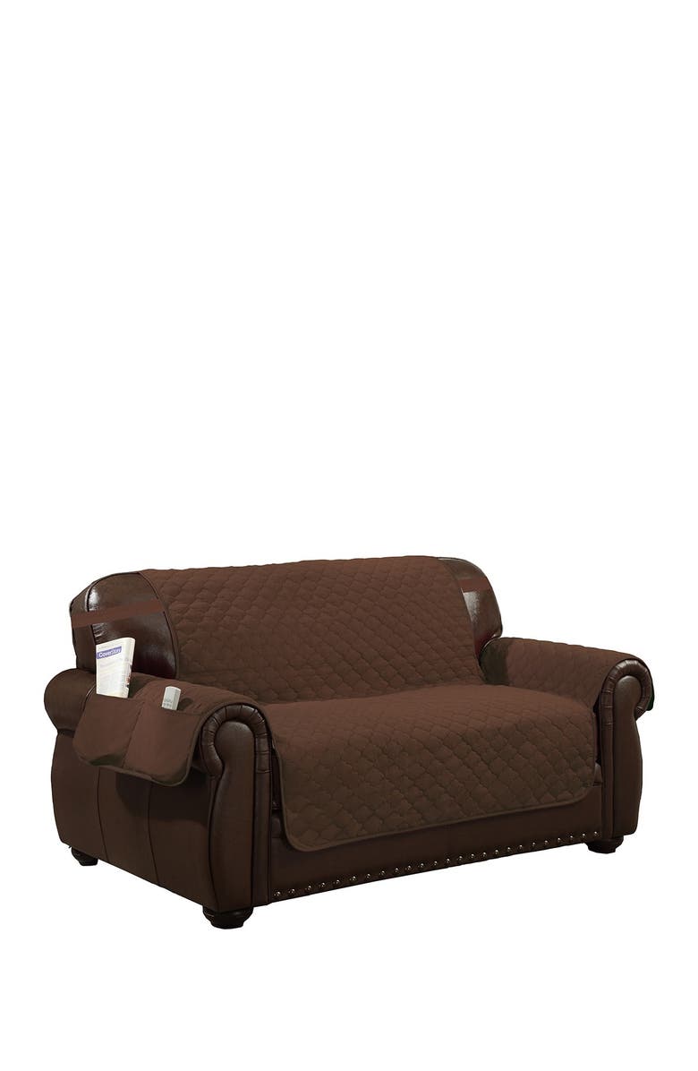 Duck River Textile Chocolate/Natural Jameson Reversible Waterproof Microfiber Chair Cover, Alternate, color, 