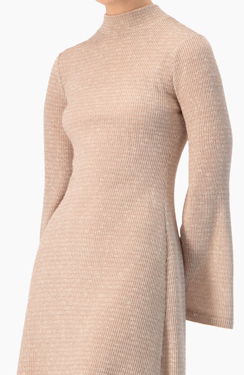 IVONNE Short Knitted Long Sleeve Dress, Alternate, color, Dusty Pink
