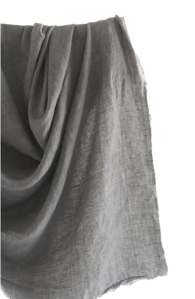 Creative Women Stone Washed Linen Throw, Alternate, color, Grey