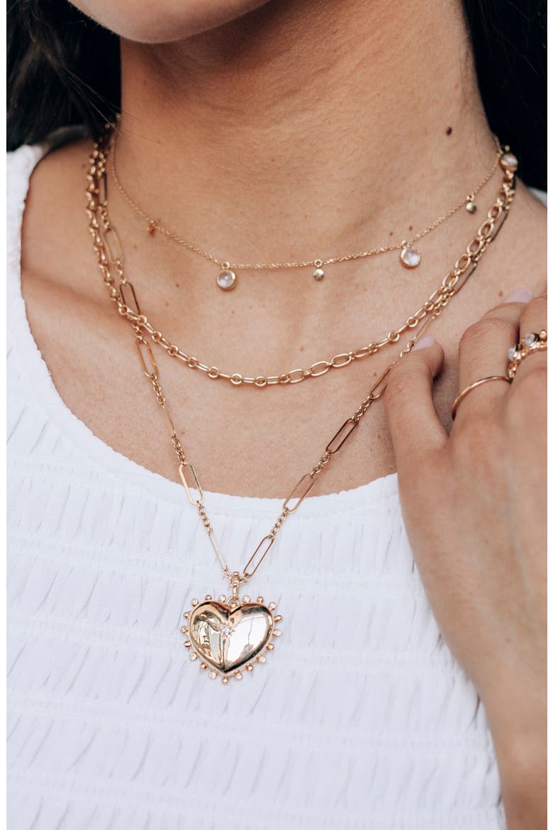 Dew Drop Diamond Heart Locket Charm, Alternate, color, 14K YELLOW GOLD/ DIAMOND