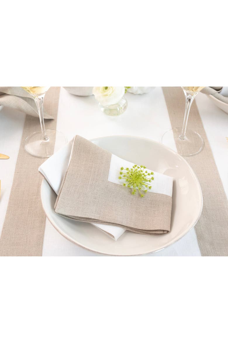 Linen Dinner Napkins Set of 4, 20 x 20" - Contempo, Alternate, color, Natural and White