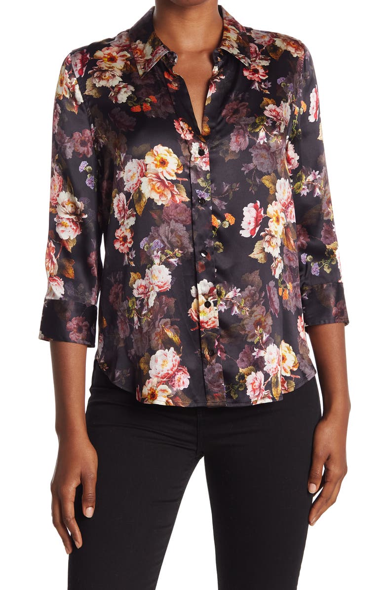 L'AGENCE Dani Floral Silk Shirt, Main, color,